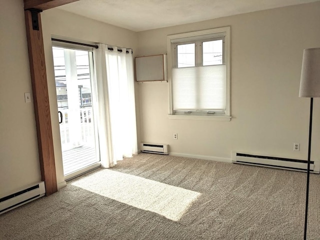 179 N End Blvd Unit A, Salisbury, MA 01952 - carpeted empty room featuring baseboard heating, a baseboard radiator, and baseboards