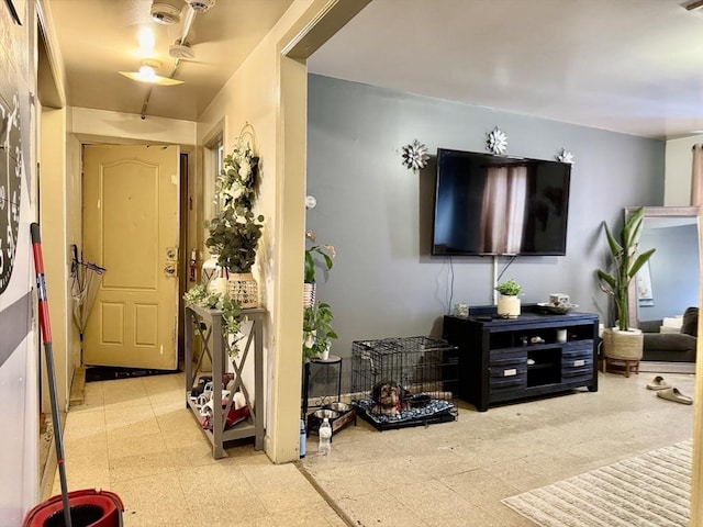 living room featuring tile patterned floors