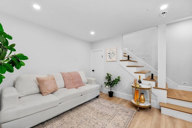 living room featuring light hardwood / wood-style flooring