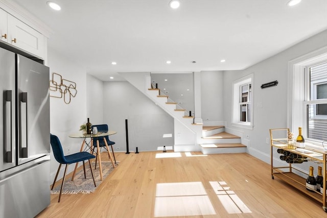 interior space with light hardwood / wood-style floors