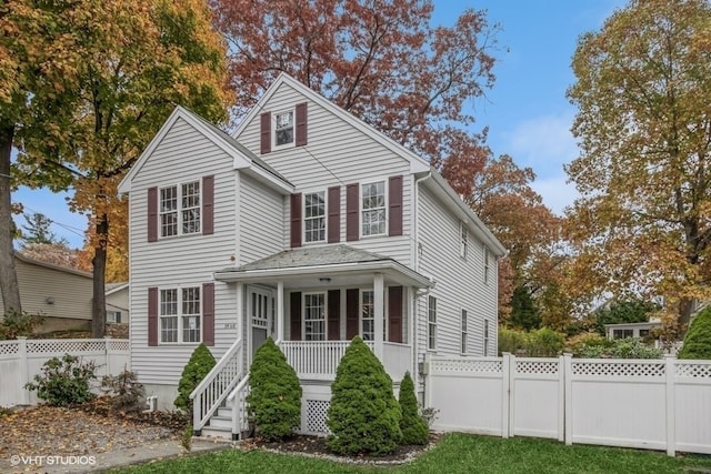 view of property with a porch