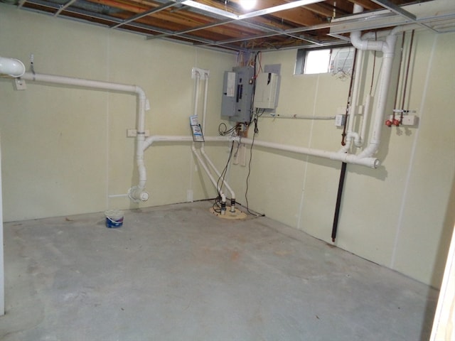 basement with electric panel