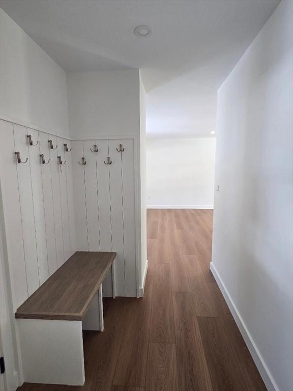 mudroom featuring dark hardwood / wood-style flooring