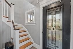 foyer entrance with a barn door