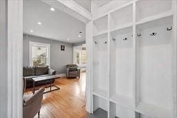 mudroom featuring hardwood / wood-style flooring