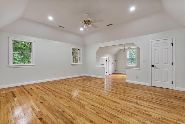 453 Forest St, North Andover, MA 01845 - bonus room with lofted ceiling, light wood-style floors, ceiling fan, and recessed lighting