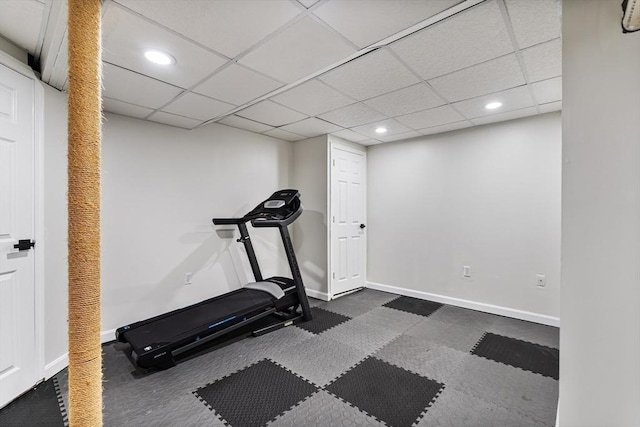 453 Forest St, North Andover, MA 01845 - exercise room with recessed lighting and a paneled ceiling