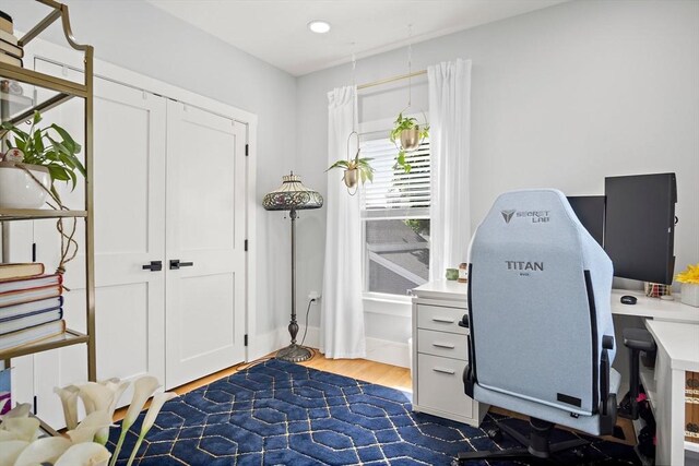 38 Thatcher St, Medford, MA 02155 - home office featuring wood finished floors and recessed lighting