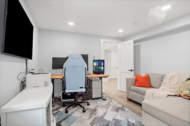 38 Thatcher St, Medford, MA 02155 - home office with recessed lighting and light wood-style flooring