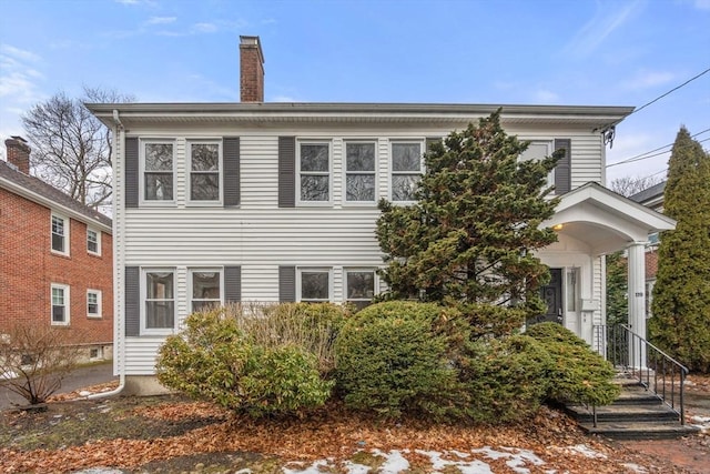 exterior space with a chimney