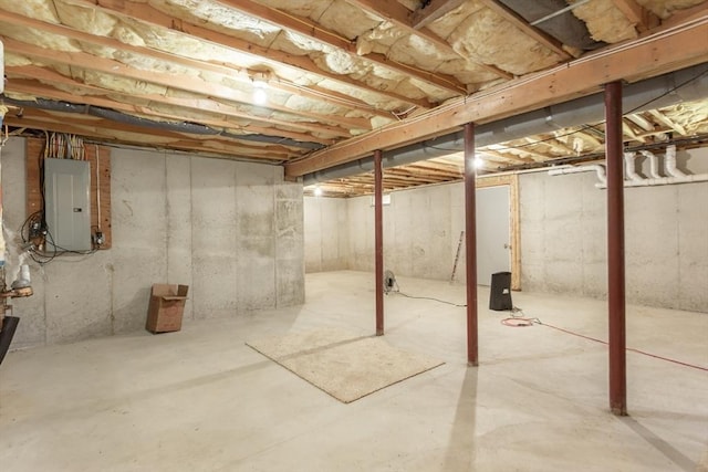 unfinished below grade area with electric panel