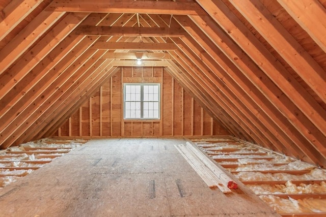 view of unfinished attic