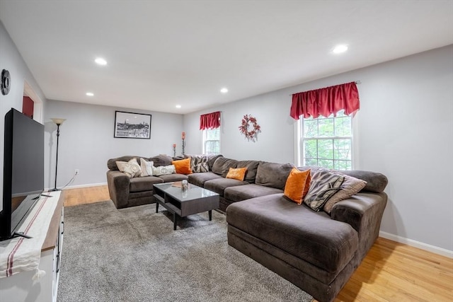 36 Westford Rd, Ayer, MA 01432 - living area with recessed lighting, light wood-style flooring, and baseboards