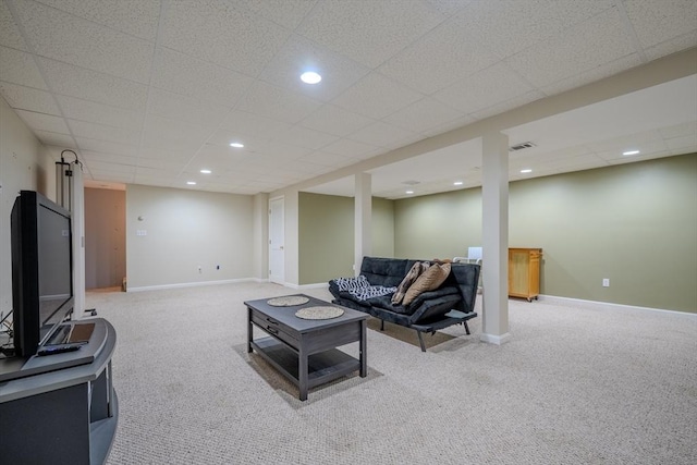 36 Westford Rd, Ayer, MA 01432 - carpeted living area with baseboards, recessed lighting, and a paneled ceiling