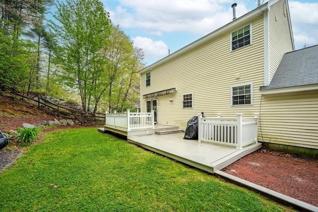 36 Westford Rd, Ayer, MA 01432 - rear view of property featuring a lawn and a deck