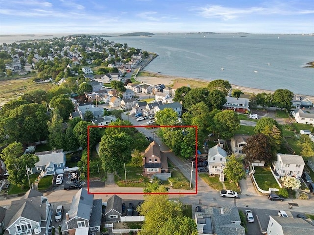 295 Rock Island Rd, Quincy, MA 02169 - aerial view of residential area with a large body of water and property boundaries highlighted