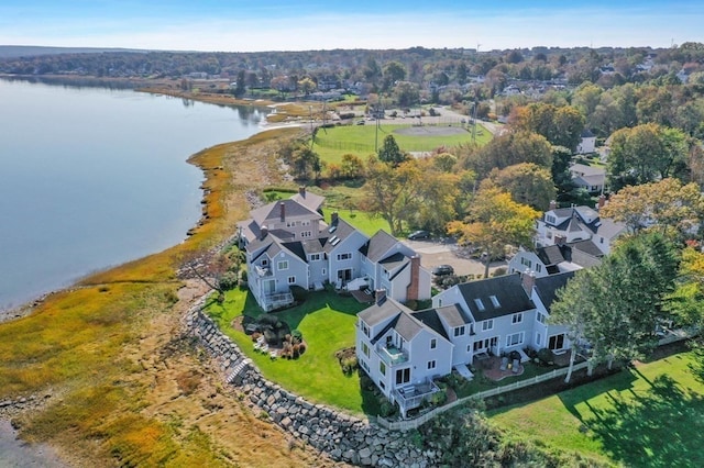 bird's eye view featuring a water view