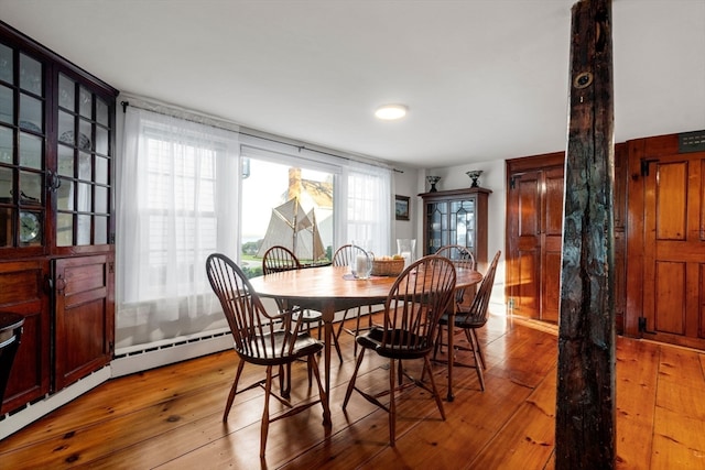 dining space featuring light wood-type flooring