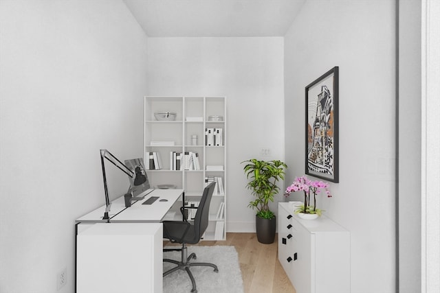 office area featuring light hardwood / wood-style floors