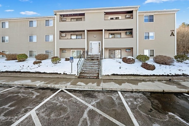 view of snow covered building