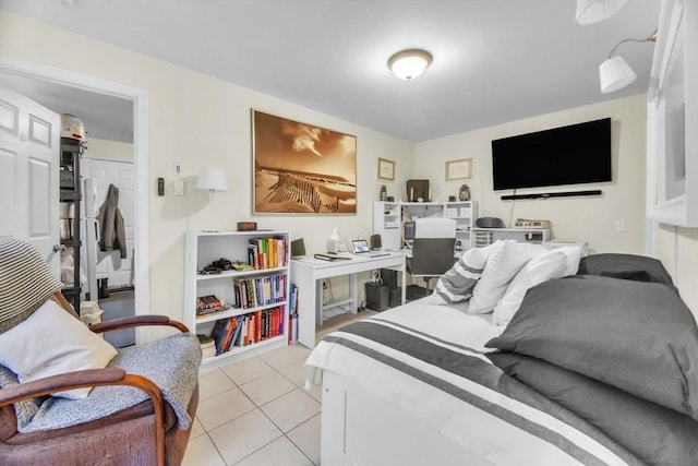 bedroom featuring light tile patterned flooring