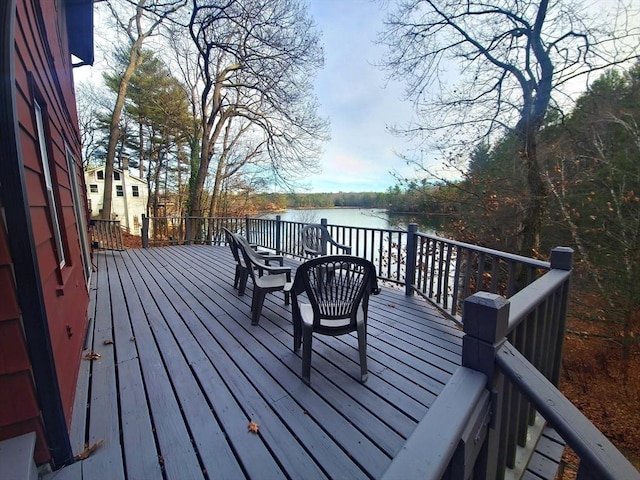 deck with a water view