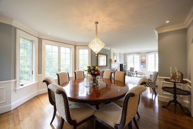 5 Copperbeech Cir, Westborough, MA 01581 - dining space featuring healthy amount of natural light, crown molding, light wood finished floors, a wainscoted wall, and recessed lighting