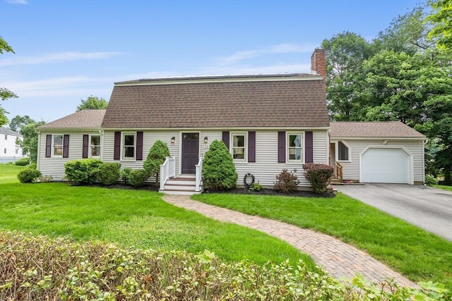 52 Diana Dr, Marlborough, MA 01752 - dutch colonial with a chimney, a garage, asphalt driveway, a shingled roof, and a front lawn