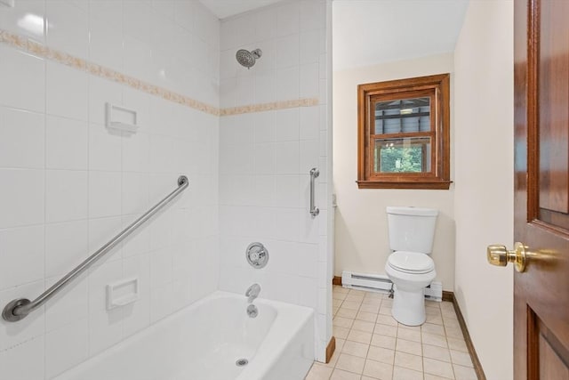 52 Diana Dr, Marlborough, MA 01752 - bathroom featuring baseboard heating, tile patterned flooring, and tub / shower combination