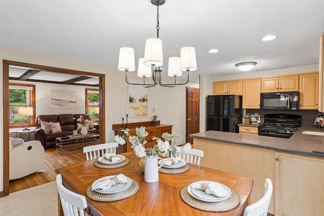 52 Diana Dr, Marlborough, MA 01752 - dining space with a chandelier, light wood-type flooring, and recessed lighting