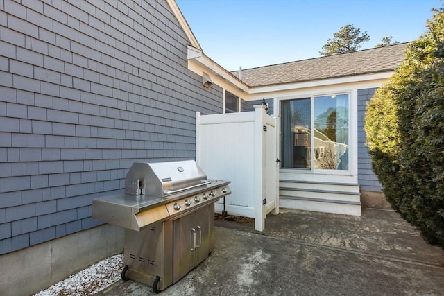 view of patio / terrace featuring a grill