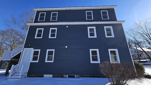 view of snow covered exterior