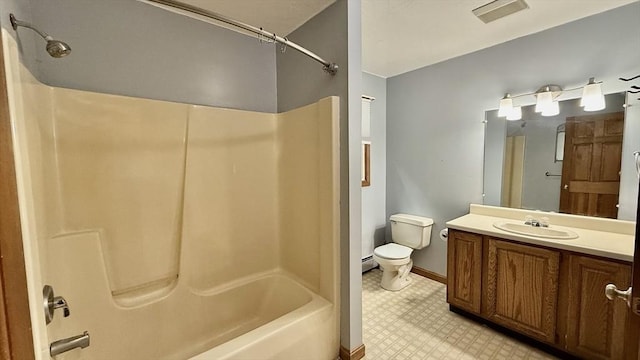 61 Bernice Ave, Leominster, MA 01453 - bathroom featuring tile patterned floors, shower / washtub combination, vanity, and a baseboard radiator