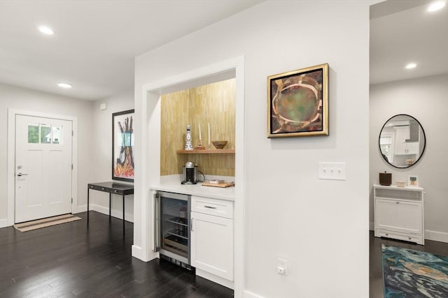 16 Primrose Ln Unit 16, Ipswich, MA 01938 - indoor dry bar with beverage cooler, dark wood-style floors, and recessed lighting