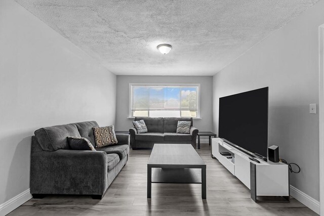 239 Glasgow St Unit 12, Fall River, MA 02721 - living room featuring a textured ceiling and wood finished floors