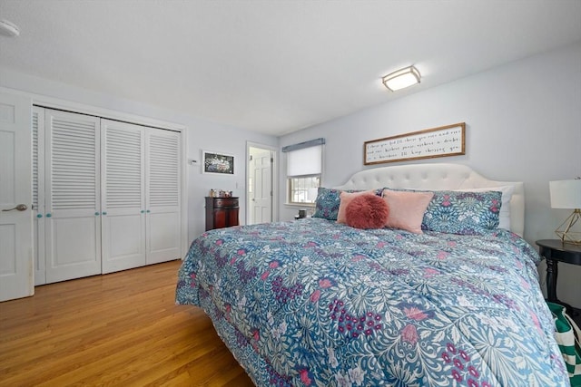 bedroom featuring a closet and wood finished floors