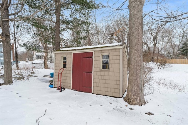 view of snow covered structure