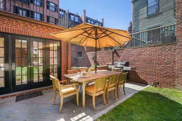 101 Pinckney St, Boston, MA 02114 - view of patio / terrace featuring a grill, outdoor dining space, french doors, and area for grilling