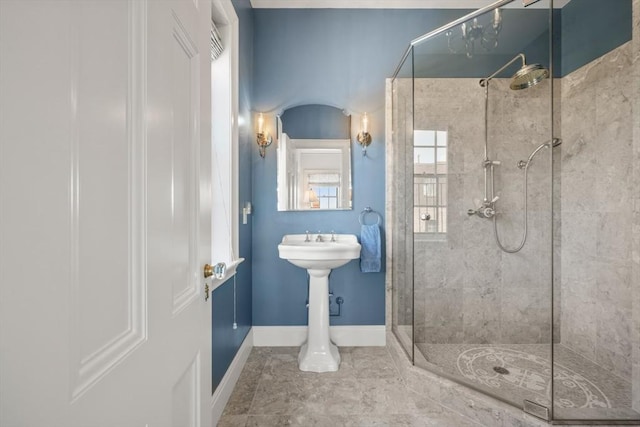 101 Pinckney St, Boston, MA 02114 - full bath featuring baseboards and a stall shower