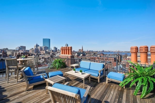 101 Pinckney St, Boston, MA 02114 - deck with an outdoor living space and a city view
