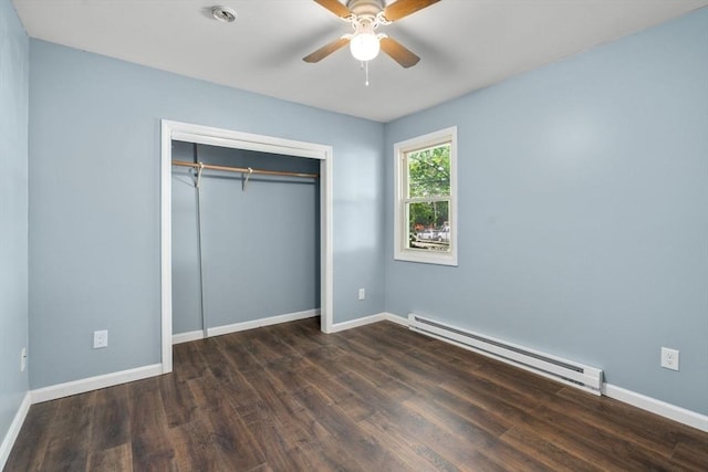 404-406 Franklin St, Springfield, MA 01104 - unfurnished bedroom with a baseboard heating unit, wood finished floors, and baseboards