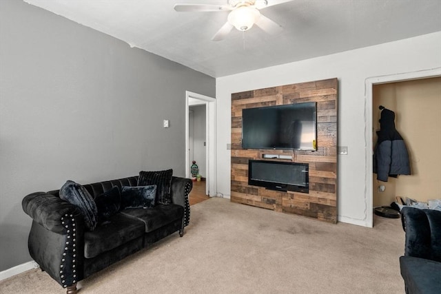 404-406 Franklin St, Springfield, MA 01104 - carpeted living room featuring a ceiling fan and baseboards