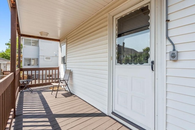 wooden deck featuring a porch