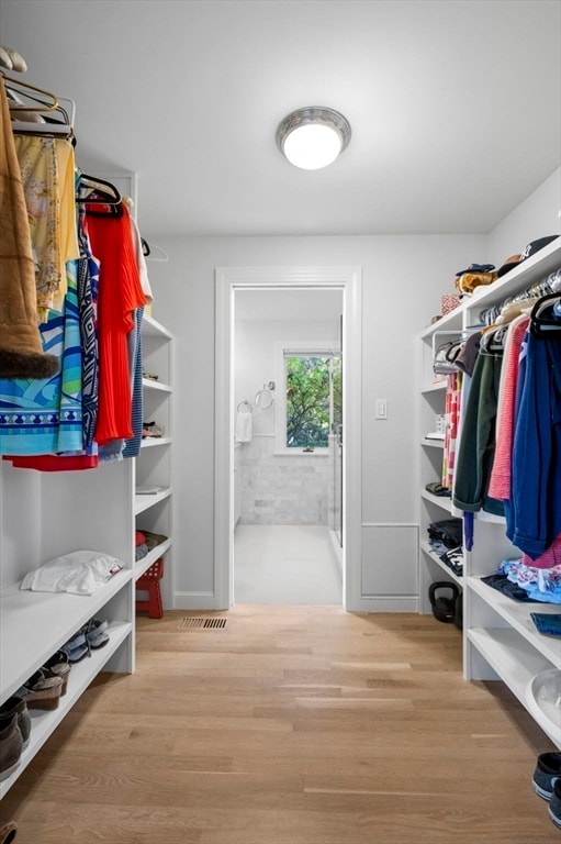 spacious closet with wood-type flooring