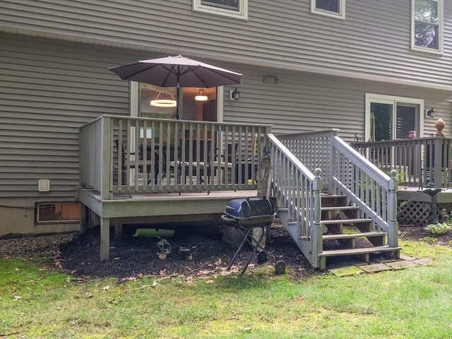 wooden terrace with grilling area