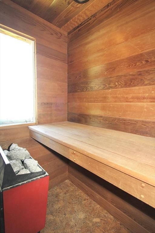 25 Rollinson Rd, Worcester, MA 01606 - relaxing sauna with wooden walls and wooden ceiling