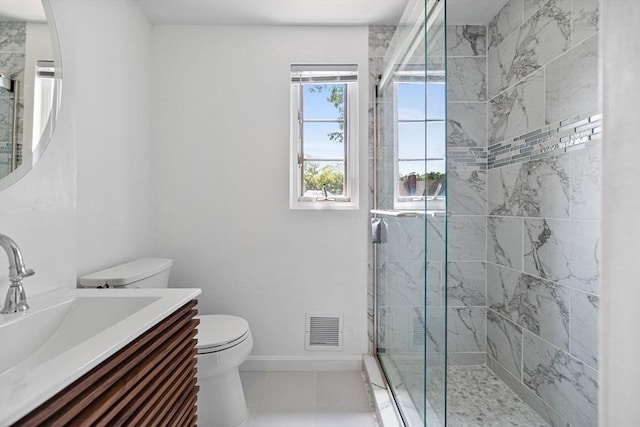 358 Lexington St Unit 358, Watertown, MA 02472 - bathroom with vanity, a shower stall, and tile patterned flooring
