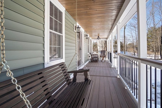 deck featuring a porch