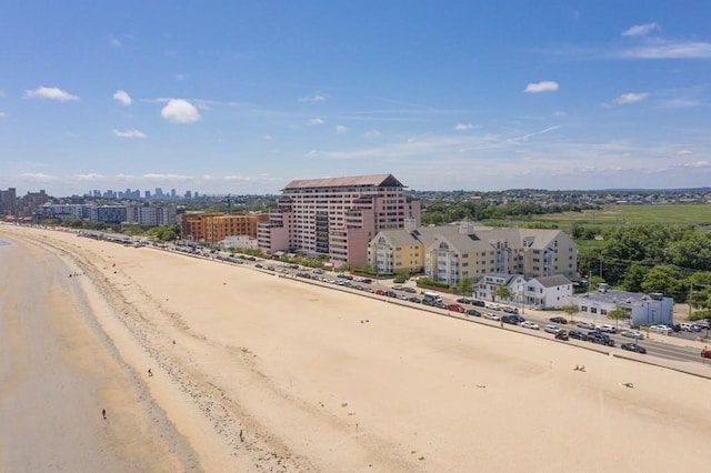 drone / aerial view featuring a view of the beach