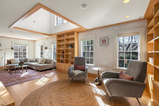 living area featuring light wood-type flooring